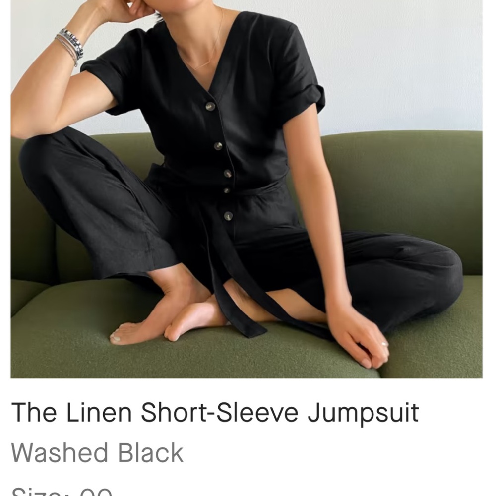Linen Short-Sleeve Jumpsuit